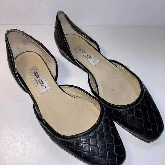 Jimmy Choo Black Leather Flats Size 40 - Picture 2 of 16
